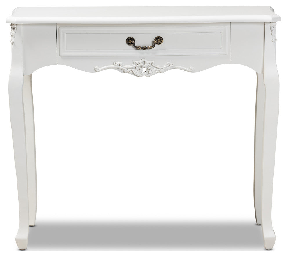 Gabrielle Traditional Provincial White-Finished 1-Drawer Wood Console Table