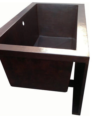 Mexican Copper Bathtub Rectangular Apron Hand-Hammered Soaking Tub, 60"
