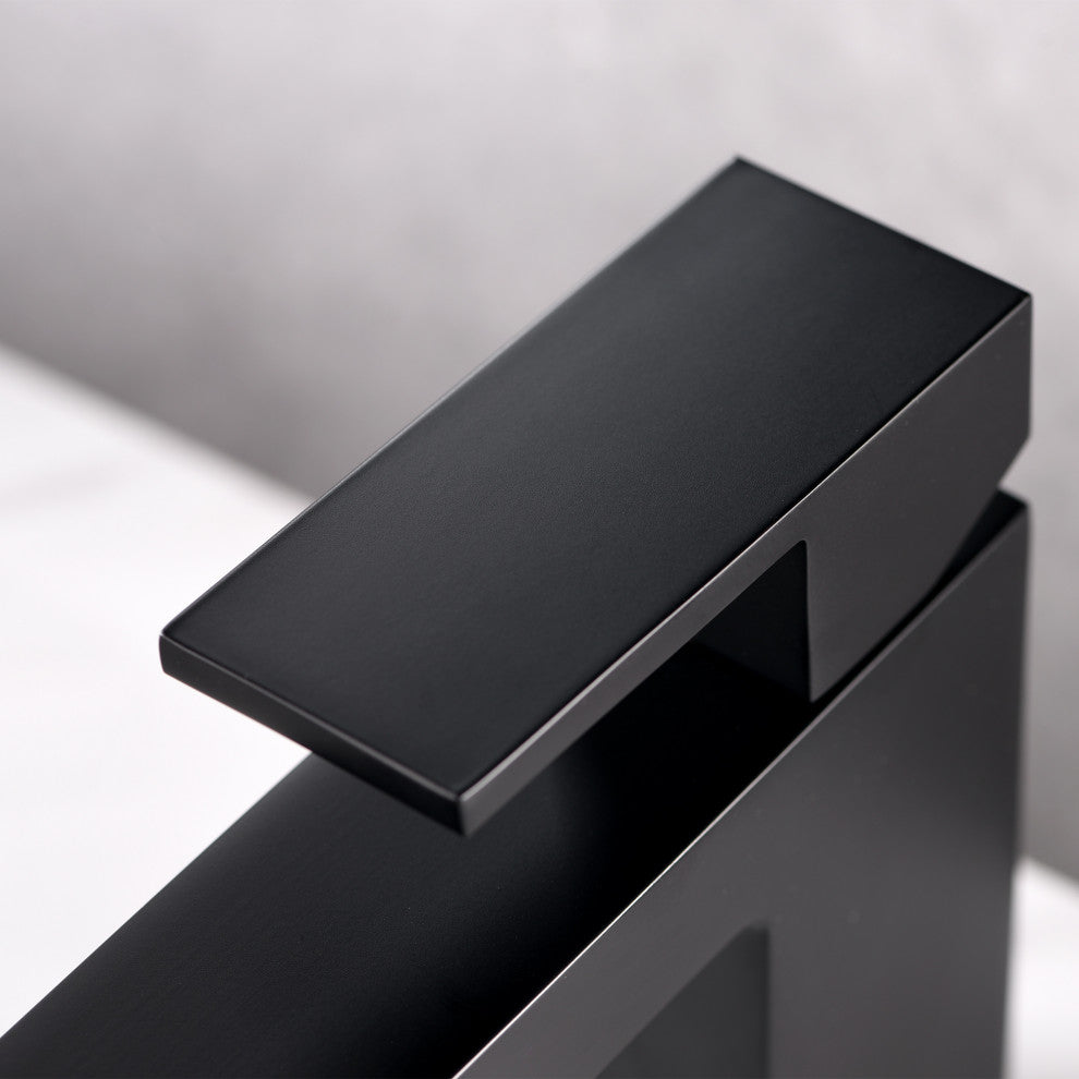 Luxier BSH05-S Single-Handle Bathroom Faucet with Drain, Matte Black