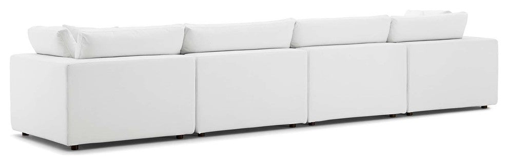 Commix Down Filled Overstuffed 4 Piece Sectional Sofa Set, White