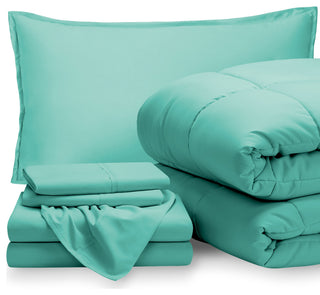 Bare Home 5-Piece Twin Bed-in-a-Bag, Turquoise, Turquoise