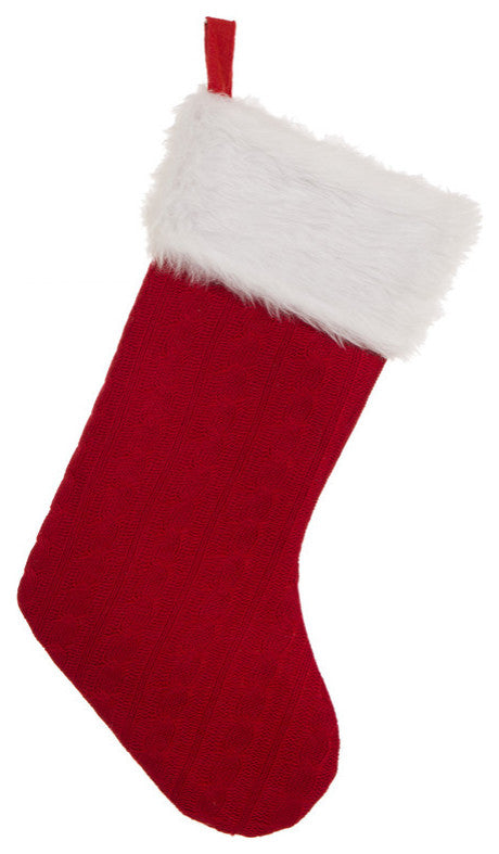 2pk 20.00''L Knitted Stocking WithFaux Fur Cuff