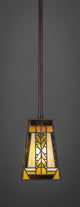 Apollo Stem Mini Pendant In Dark Granite, 5" Square Santa Cruz Tiffany Glass