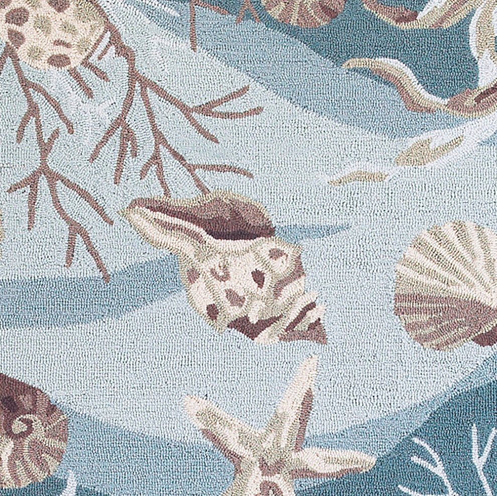 KAS Sonesta 2003 Seafoam Shells Area Rug, 2'x7'6" Runner
