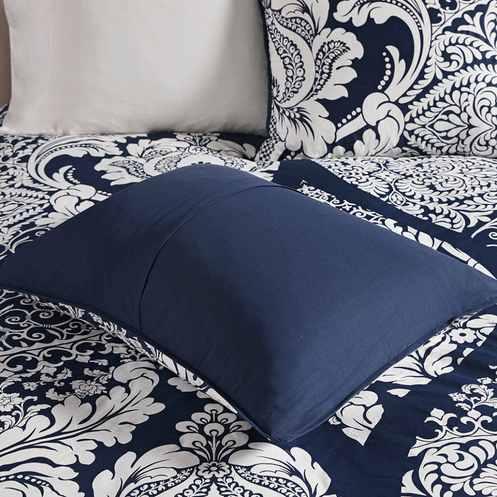 Madison Park Vienna Cotton Sateen Damask Comforter/Duvet Cover Set, Blue