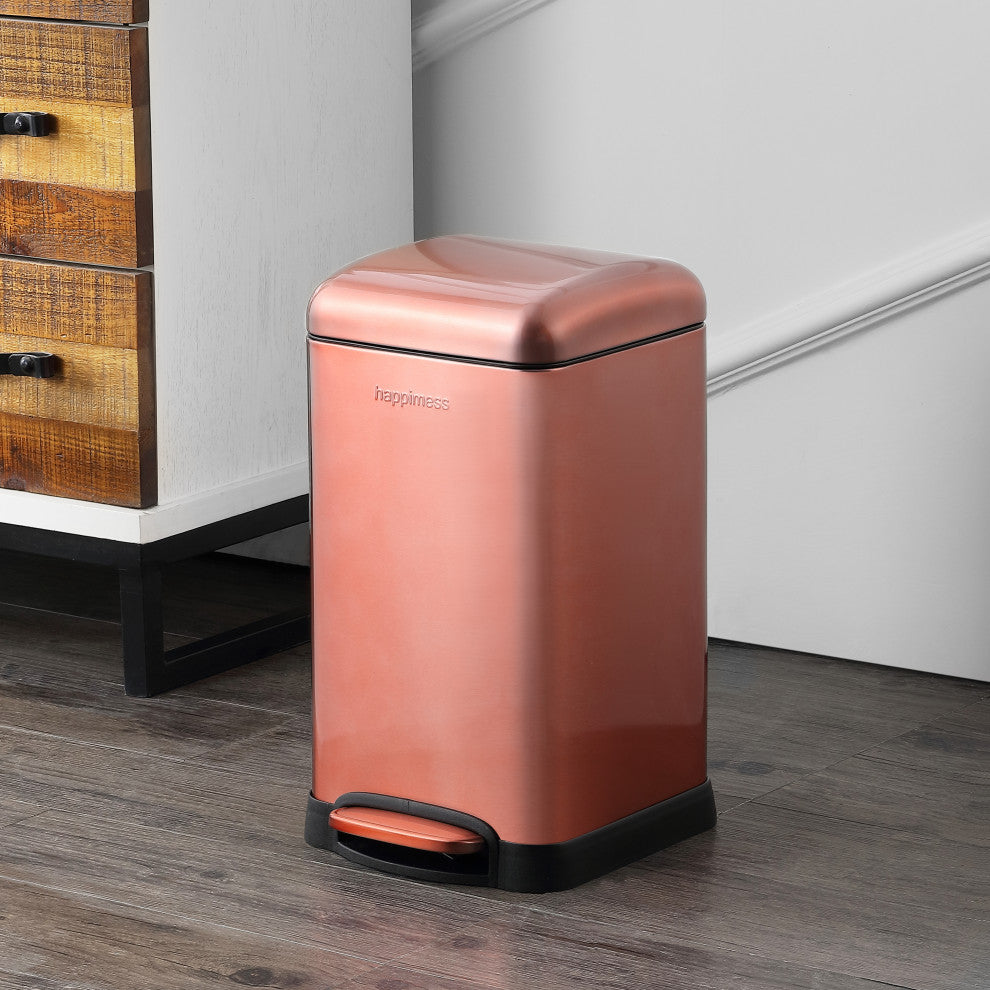 Betty Retro Mini 3.2-Gallon Step-Open Trash Can, Rose Gold