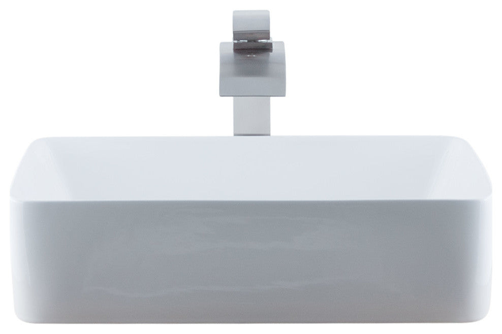 Porcelain Vessel Sink, Faucet  and Drain Combo Set, Brushed Nickel