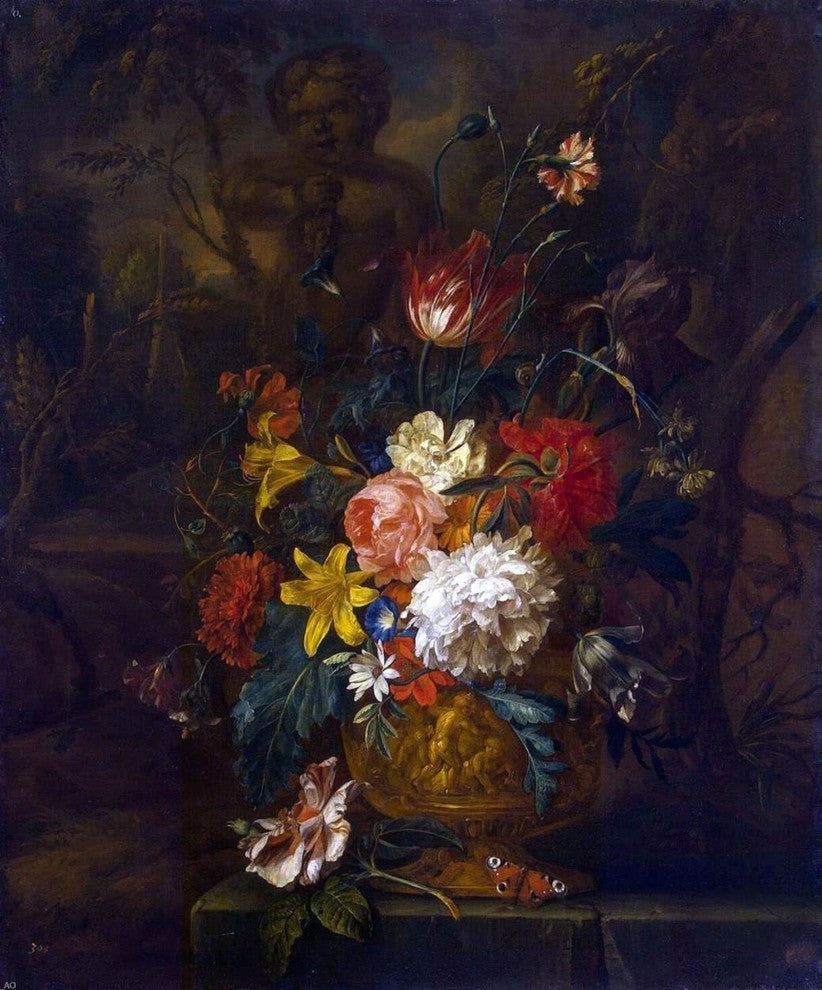 Justus Van I Huysum Flowers, 20"x25" Wall Decal Print