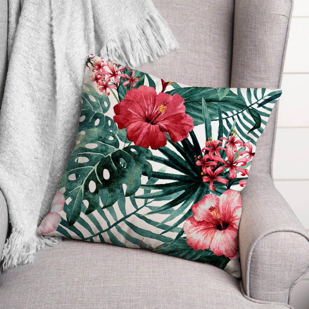 Tropical Flowers 18x18 Indoor / Outdoor Pillow