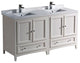 Fresca 60" Traditional Double Sink Bathroom Cabinets, Antique White