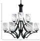 Zilo, 9 Light, Chandelier, Matte Black Finish With 4" Onyx Swirl Glass