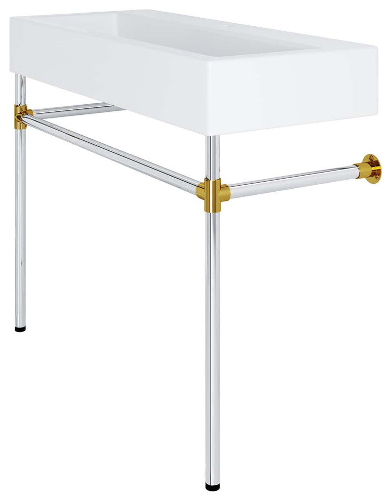 Sink Vanity, Wall Mount, Silver White, Ceramic, Stainless, Modern, Bathroom