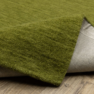 Apollo Heathered Solid Olive Green Hand-Made Wool Area Rug 5' x 8'