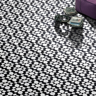 8"x8" Affos Handmade Cement Tile, White,Black, Set of 12