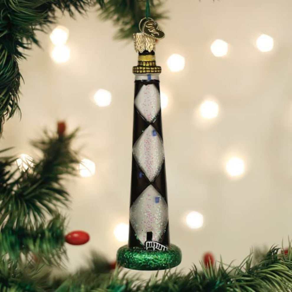 Old World Christmas Cape Lookout Lighthouse Glass Blown Ornament
