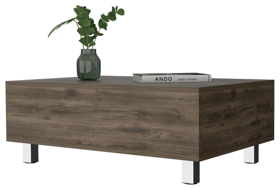 Boston Top Coffee Liftable Table, Dark Brown