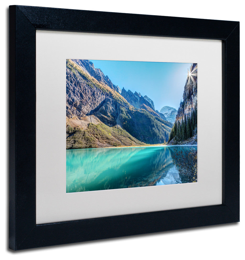 Pierre Leclerc 'Lake Louise Sunburst' Matted Art, Black Frame, White, 14x11