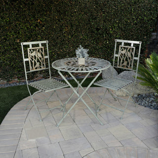 Bird Design 3-Piece Bistro Set Folding Table and Chairs Patio Seating