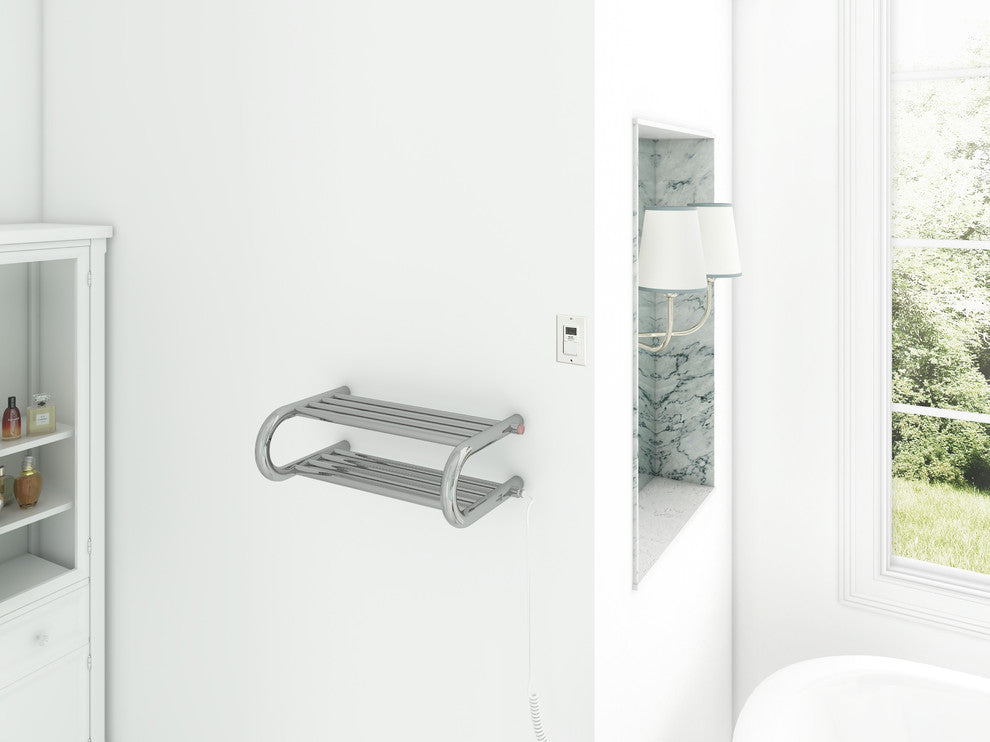 Ancona Essentia Shelf 8-Bar Electric Towel Warmer in Stainles Steel With Timer