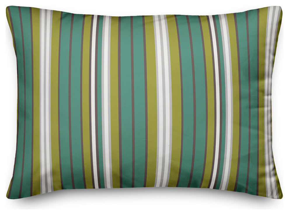 Green Stripes Throw Pillow