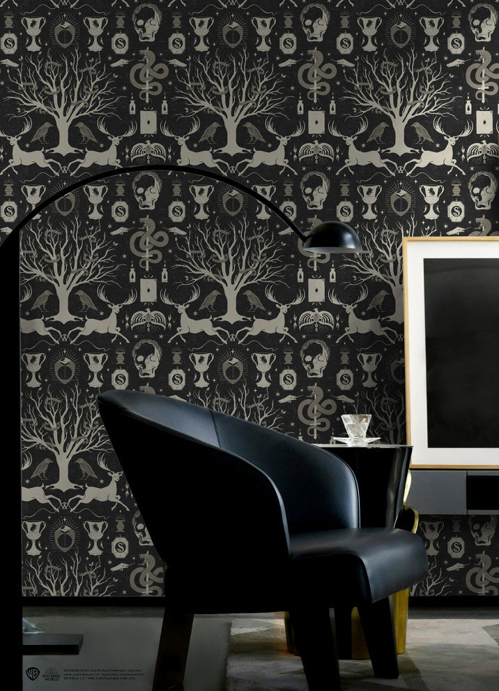 Harry Potter Horcrux Black Damask Peel and Stick Wallpaper
