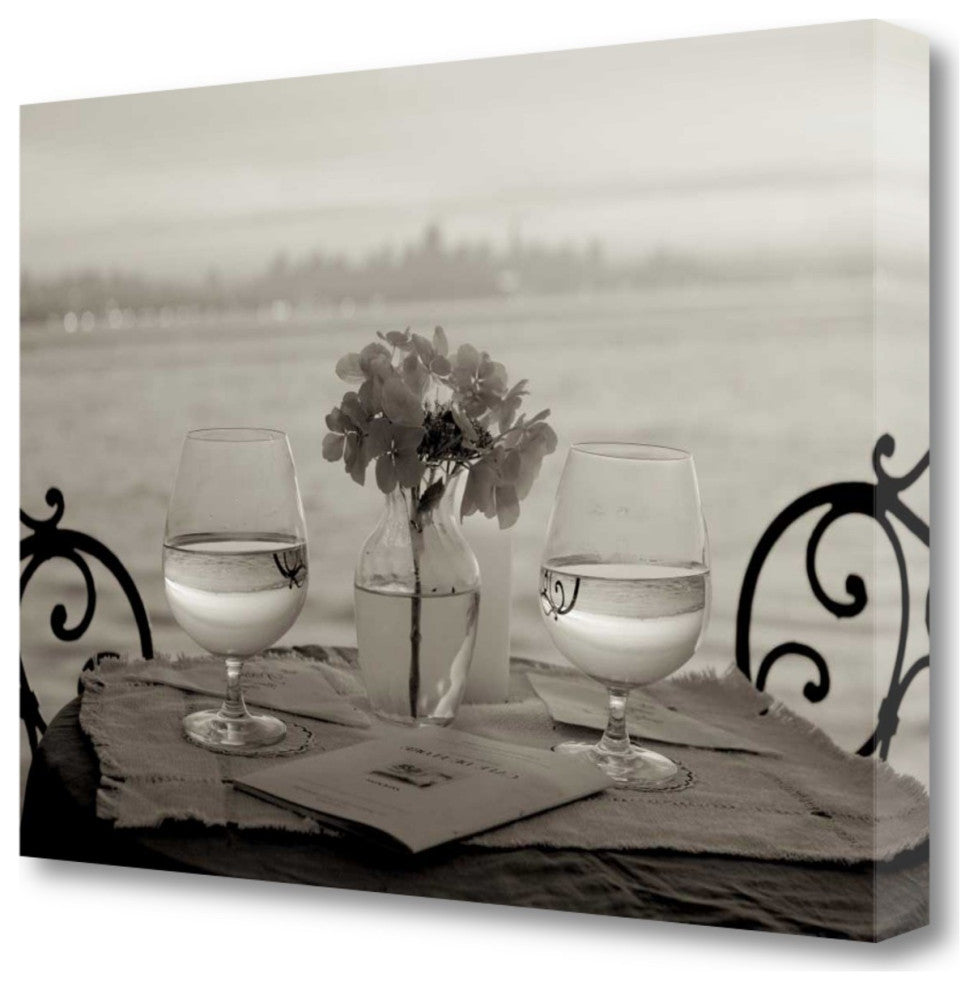 Black and White Romantic Date For Two City 2 Giclee Wrap Canvas Wall Art