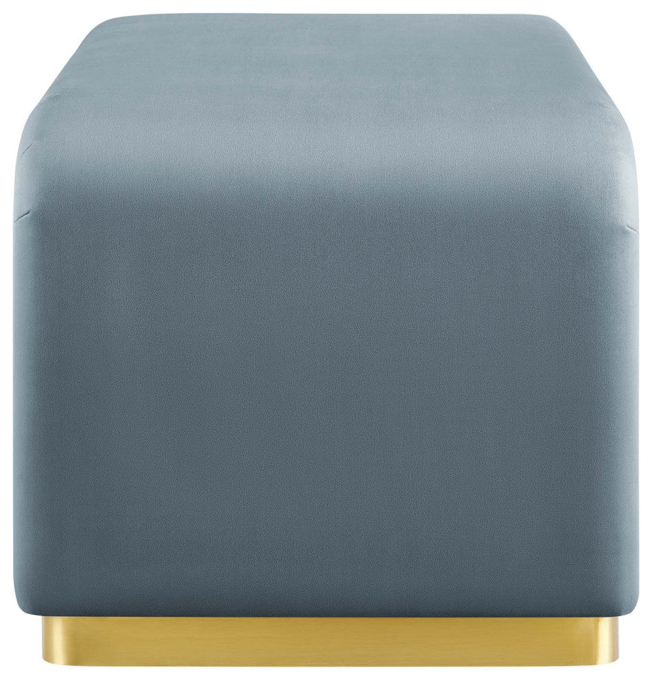 Koda Performance Velvet Waterfall Ottoman - Brass Cadet Blue