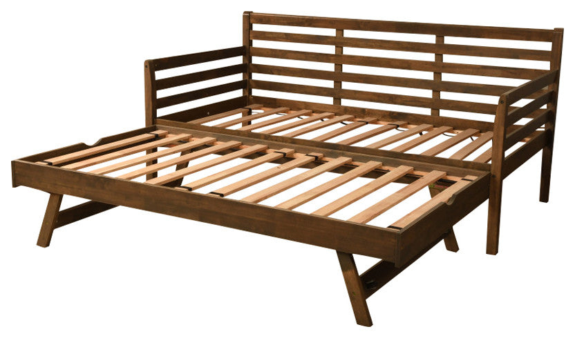 Boho Daybed With Pop Up, Rustic Walnut Finish