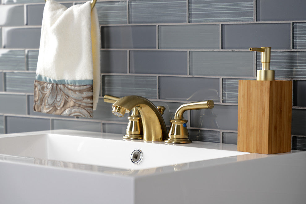 Kingston Brass KB957RXLSB Mini-Widespread Bathroom Faucet, Pop-Up Drain
