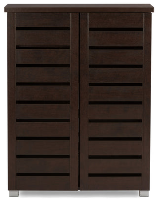 Adalwin Modern 2-Door Dark Brown Wooden Entryway Shoes Storage Cabinet