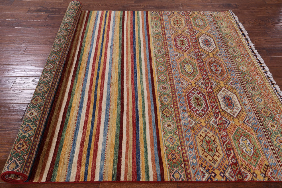 Super Kazak Khorjin Handmade Wool Rug 5' 10" X 8' 3" Q4889