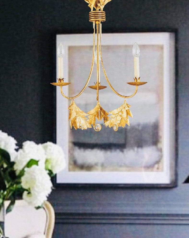3-Light Distressed Gold 20"D Sweet Olive Chandelier