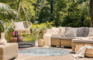 5' Round Gus Nautical Indoor/Outdoor Rug, White