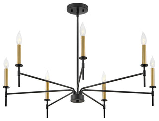 Lark Hux 36" Large Single Tier Chandelier, Black + Lacquered Brass
