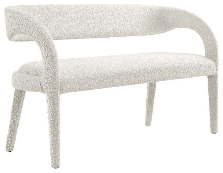 Modway Pinnacle 20" Upholstered Boucle Fabric Accent Bench in Ivory
