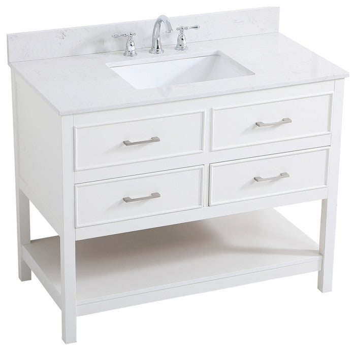 Skylar 42" Single Bathroom Vanity, White, With Backsplash