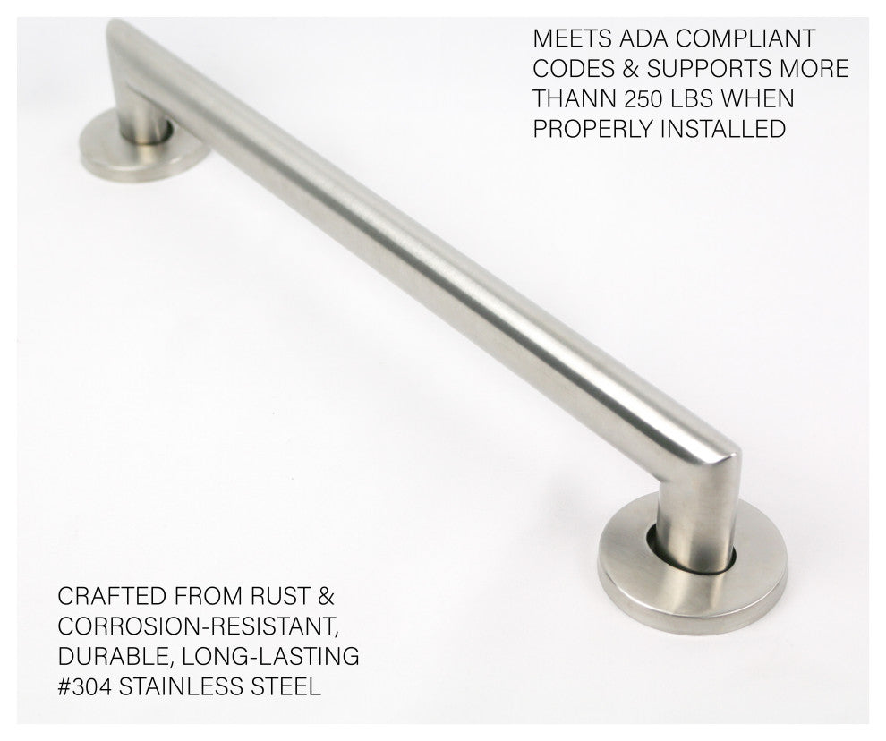 Coronado Designer Oval Bathroom Shower Grab Bar, Mitered Corners, Satin, 42"