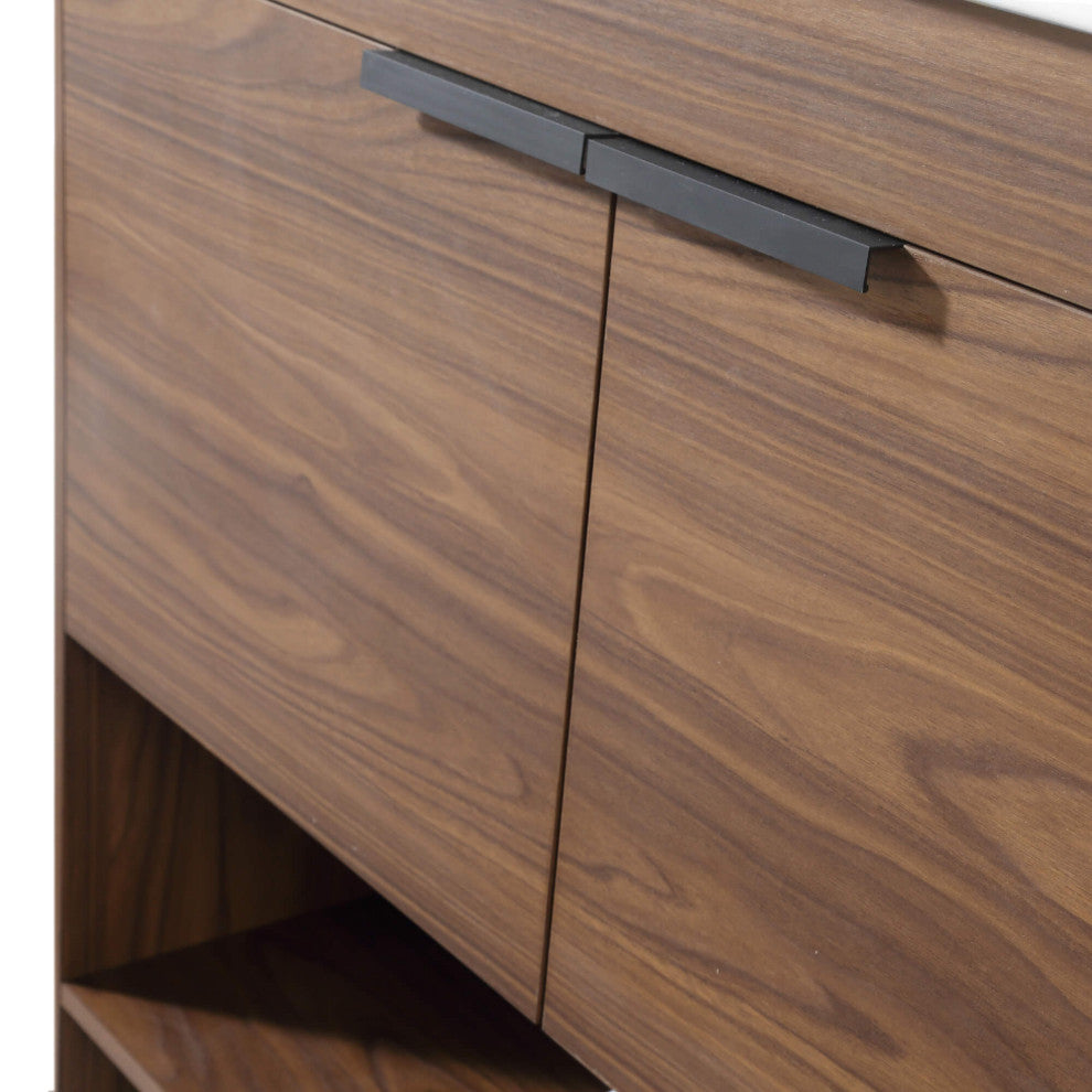 Phoenix Bath Vanity With Ceramic Sink - Full Assembly Required, Walnut, 36 Inch