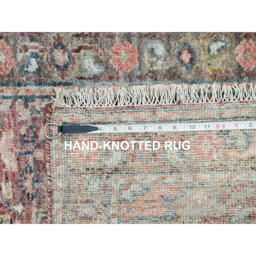 Red Pure Wool Heris Revival Hand Knotted XL Runner Oriental Rug, 2'6"x15'8"