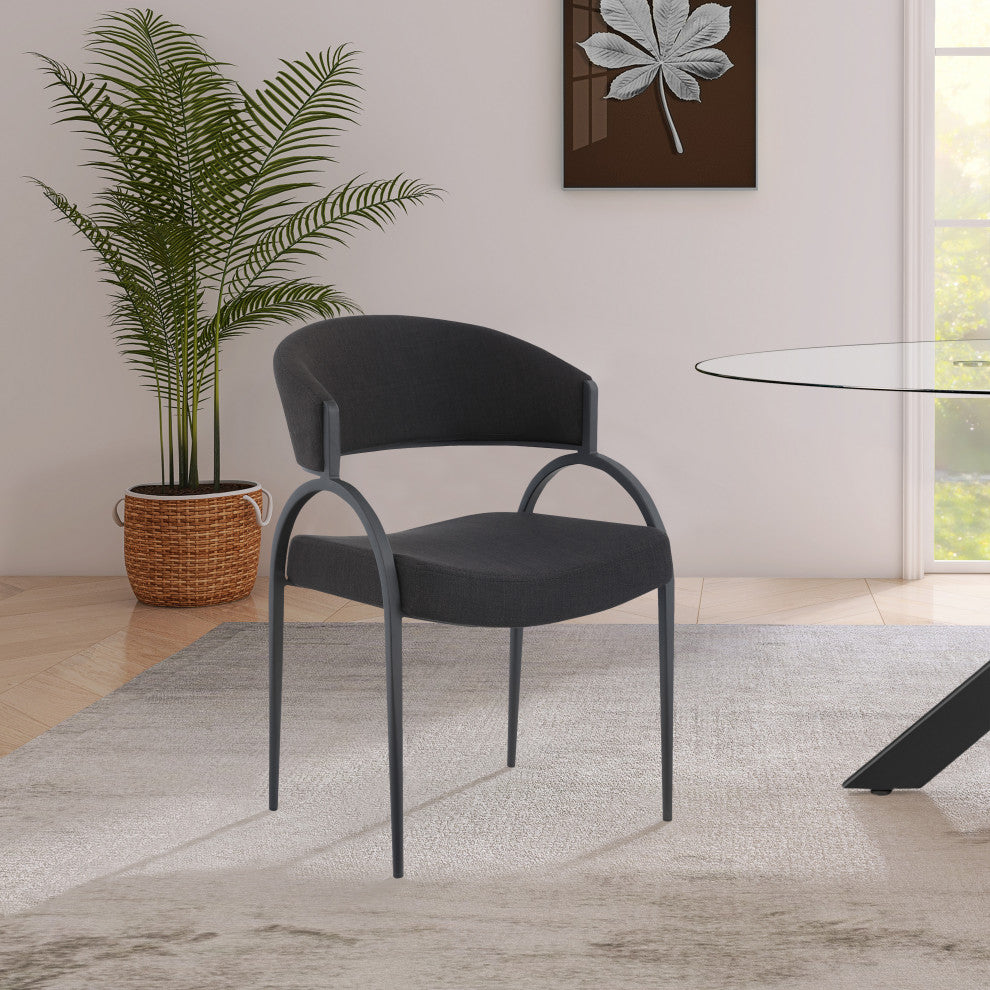 Privet Dining Chair (Set of 2), Black, Matte Black Finish