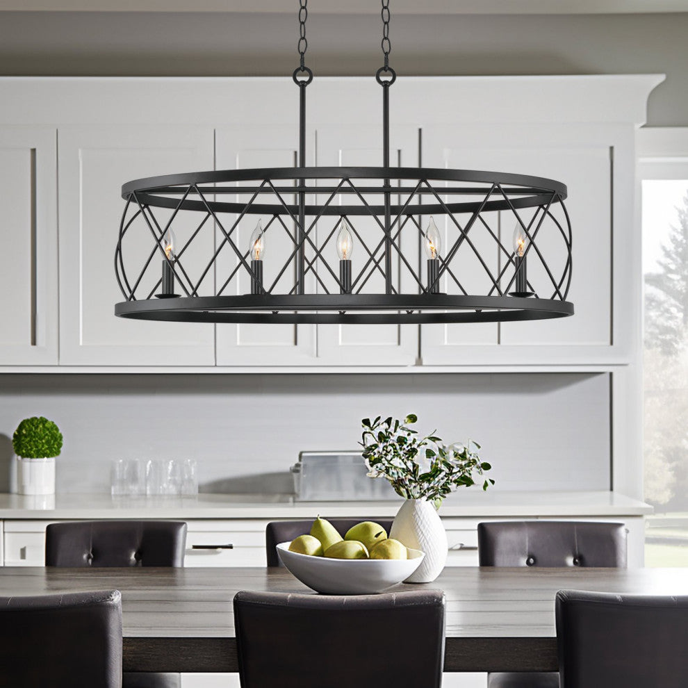 Kira Home Eleanor 33" Kitchen Island Light, Adjustable Height, Dark Oil-Rubbed