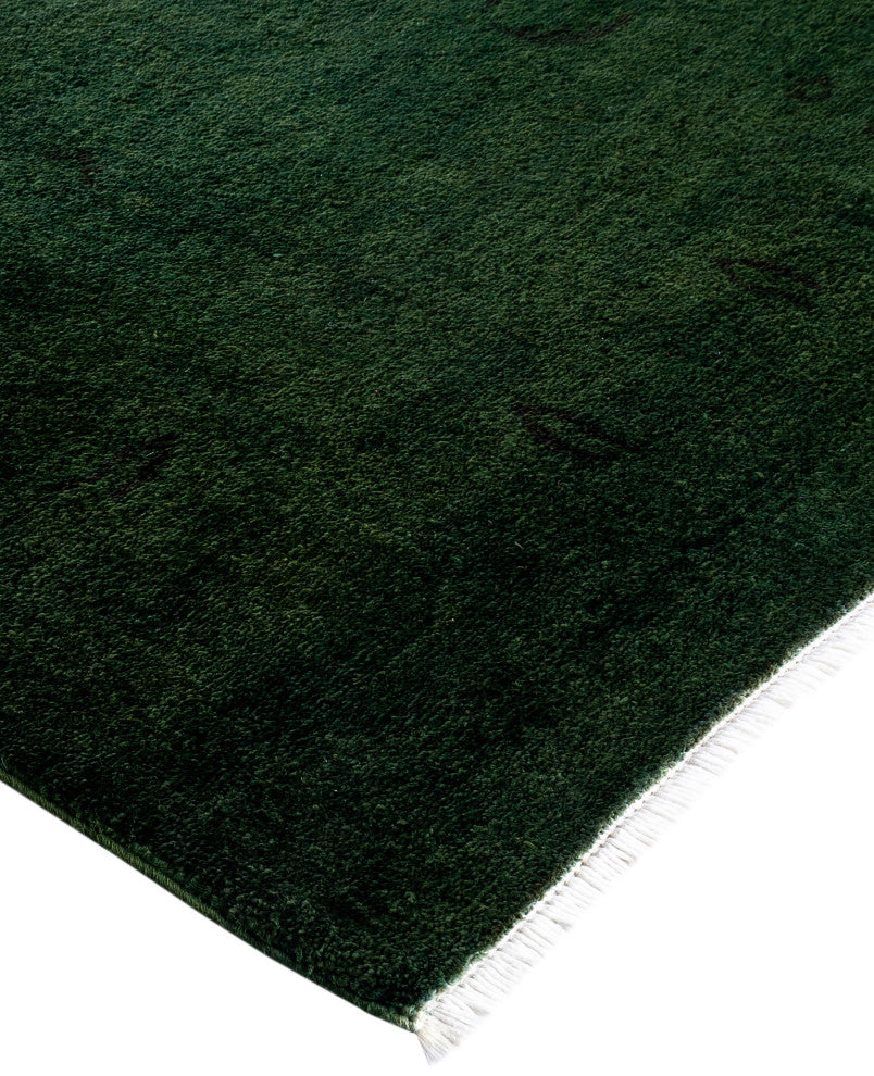 Overdyed One-of-a-Kind Hand-Knotted Area Rug Green, 6' 2" x 9' 4"