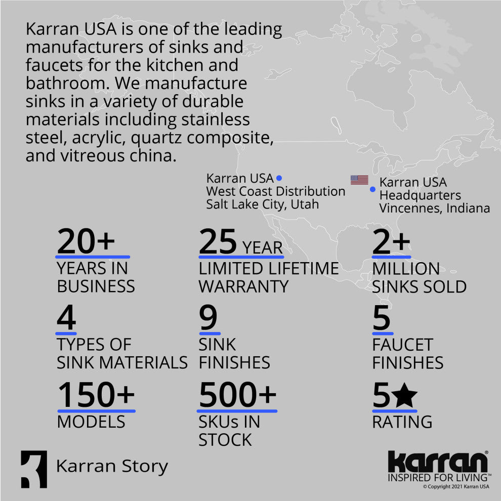 Karran QT-820 Top Mount 25" Single Bowl Quartz Kitchen Sink Kit, Bisque