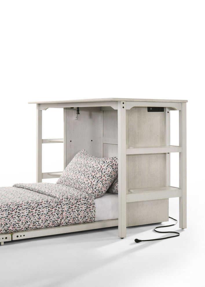 Siesta Desk Murphy Bed, Gel Memory Mattress, Vintage White