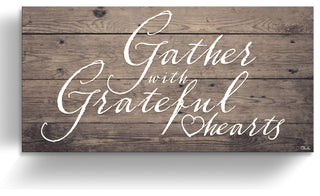 Grateful Hearts Wrapped Canvas Harvest Wall Art, 24"x48"