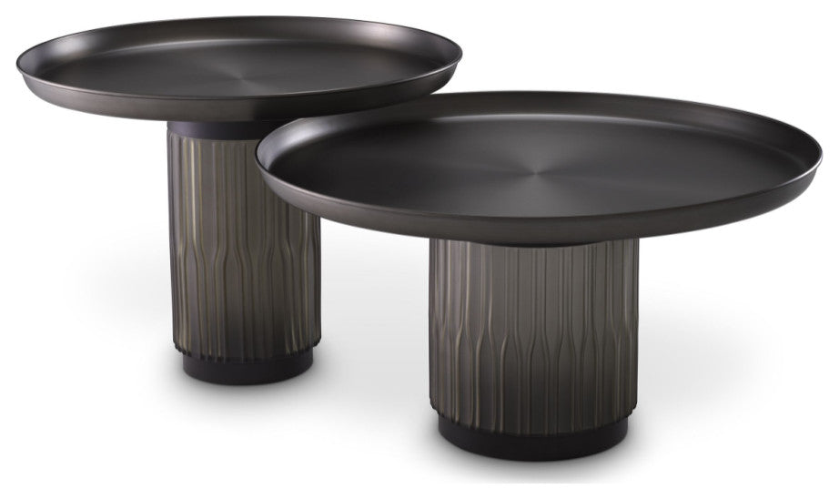 Black Gunmetal Coffee Tables Set, 2, Eichholtz Zachary