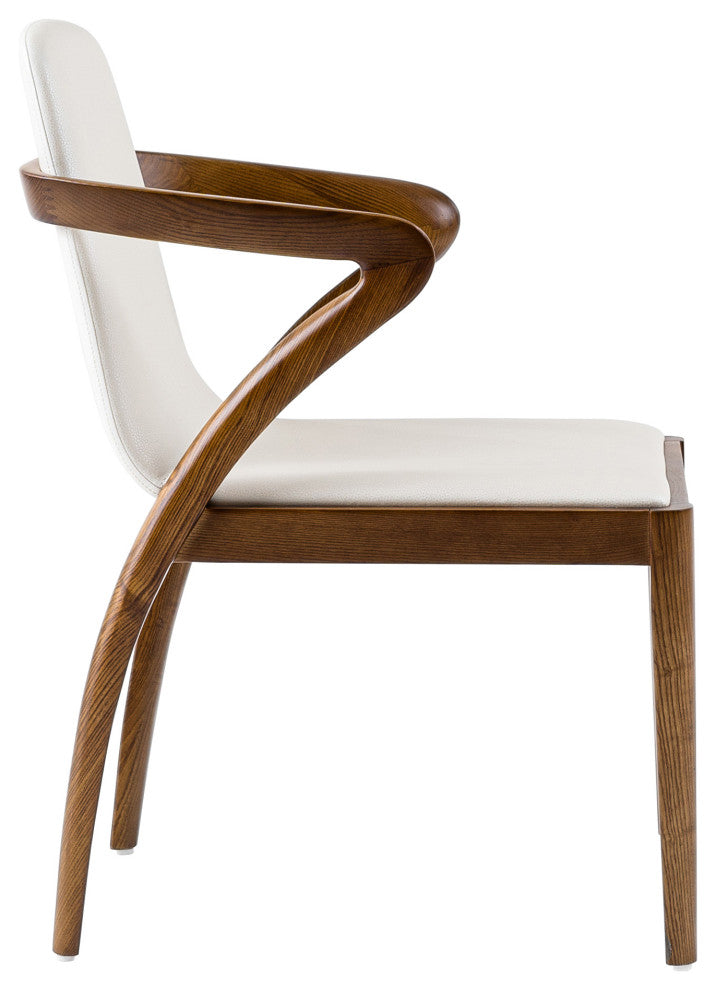 Falcon Dining Chair, Walnut and Cream, Wood and Leatherette