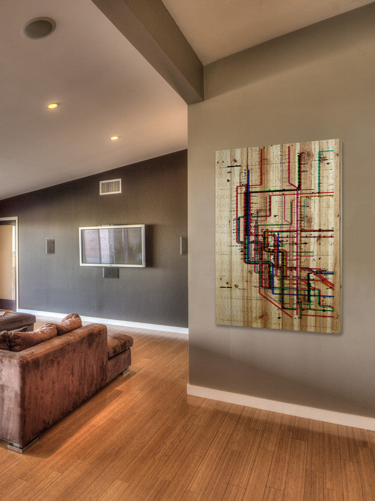 "Subway" UV Ink Print on Natural Pine Wood, 40"x60"