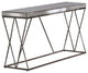 Modern Mirrored Sofa Table With Double X framed Base, Nickel Black