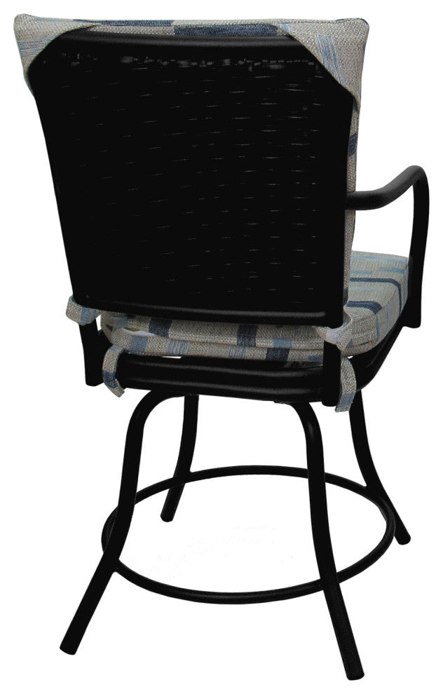 Outdoor/Indoor Patio Swivel Dining Chair Ofir with Arms, B-W Blue Beige - Black
